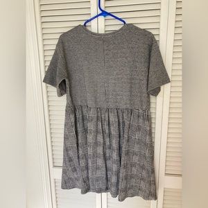 Zara Trafaluc Houndstooth Print Black/Cream Knit Mini Fit & Flare Dress Size L